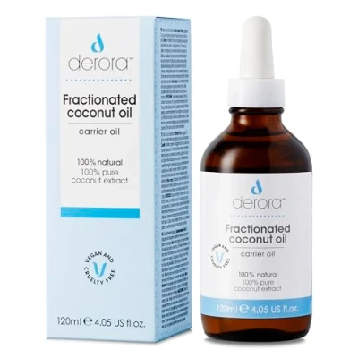 Image of Derora Fractionated Coconut Oil Nourishes Skin, Hair &amp; Nails 100% Pure Natural Antioxidant Vitamin A, C E Rich All Skin Types Vegan Cruelty Free (120ml)