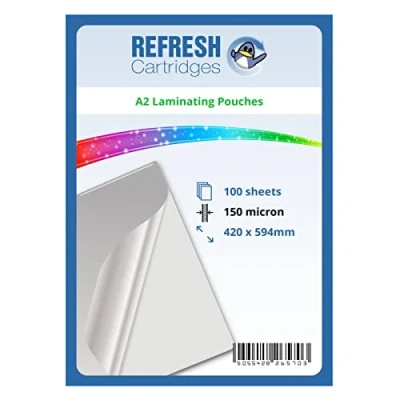 Image of Refresh Cartridges Laminating Pouches A2 150 Micron Pack of 100 Sheets