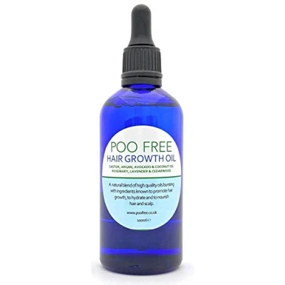 Image of POO FREE Hair Growth Oil 100% Natural. Castor Argan Avocado Rosemary Lavender Cedarwood. Repairs Nourishes Dry Scalp Damaged Hair. 100ml