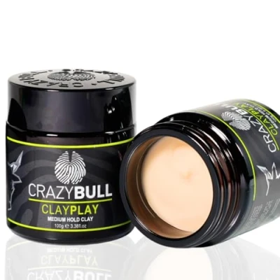 Image of Crazy Bull Clay Play Hair Styler Medium Hold with Low Shine, Semi Matte Finish Vegan, Water Based Product Bentonite for Volumising, Defining, &amp; Texturising Sweet Apple Scent