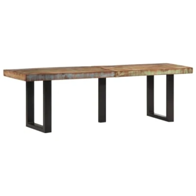 Image of vidaXL Industrial Bench Solid Reclaimed Wood/Steel 160x35x45 cm Living Room/Hallway Furniture