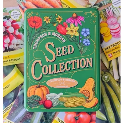 Image of Seed Collection Storage Tin With 10 Packets of Vegetable Seeds by Thompson and Morgan