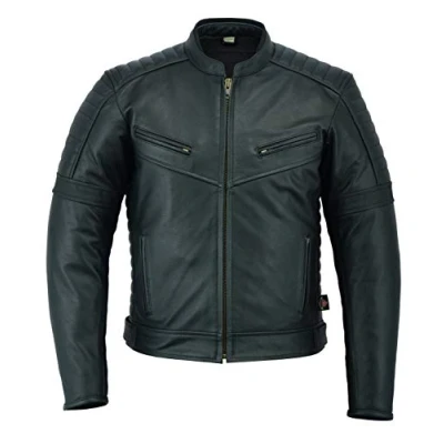 Image of Texpeed Mens Leather Motorcycle Jacket Touring Motorbike With Genuine Biker CE Armour (EN 1621 1) Protection S