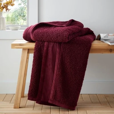 Image of Catherine Lansfield So Soft Velvet Boucle 130x170 cm Blanket Throw Damson