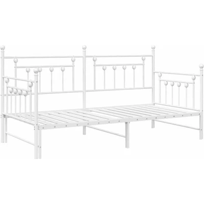 Image of vidaXL Daybed Frame with Trundle White, 100x200 cm, Steel