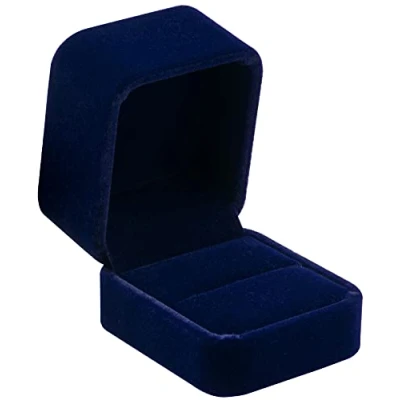 Image of POKOFO Classic Velvet Engagement Ring Box Earring Jewelry Case Gift (Blue)