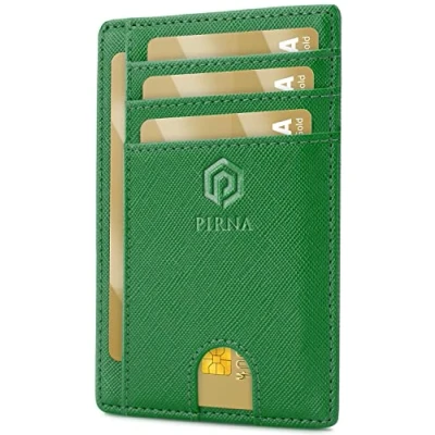 Image of Slim Wallet for Men RFID Blocking Minimalist Credit Card Holder Thin with Small Money Pocket &amp; Gift Box Men&#039;s in UK (Green Forest)