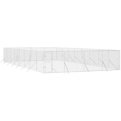 Image of vidaXL Outdoor Dog Kennel Silver 8x16x2 m Galvanised Steel