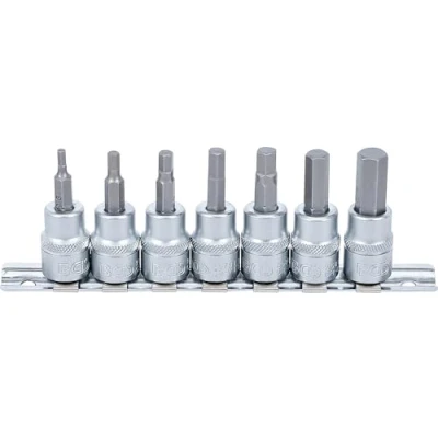 Image of BGS 5107 Bit Socket Set 10 mm (3/8&quot;) Drive internal Hexagon 3 7 pcs.