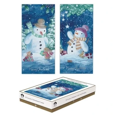 Image of Tallon Festive Wonderland (XCA0213 Luxury Slim Christmas Xmas Cards, Box of 12, Snowman Design