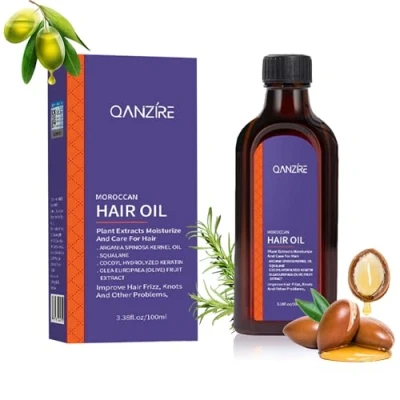 Image of YJLYQF Moroccan Argan Oil,Purple Hair Essential Oil—Leave Soft &amp; Shiny,Deep Moisturizer,Frizz Control,Split End Repair for Dry Damaged Hair,Hair Treatment Oil and Frizzy—100ML