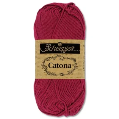Image of Frida&#039;s Wollhaus Catona 100% Cotton Yarn, 50g, 125m, Ruby (517), 109 Colors, Needle Size 2.5 3.5mm