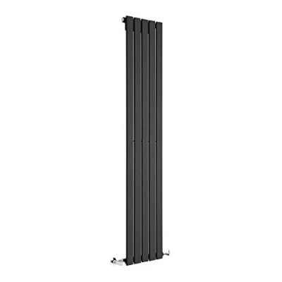 Image of Milano Alpha Black Vertical Single Flat Panel Radiator 1600mm x 350mm
