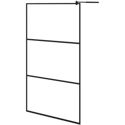 Image of vidaXL Walk in Shower Wall with Clear ESG Glass Black 115x195 cm
