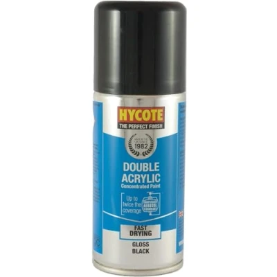 Image of Hycote Double Acrylic Aerosol Car Spray Paint, Gloss Black, 150 ml