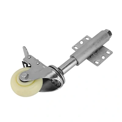 Image of 3&quot; Spring Loaded Caster Nylon Metal Gate Wheel Heavy Duty Flat Free Swivel with Brake 110lbs Load Capacity