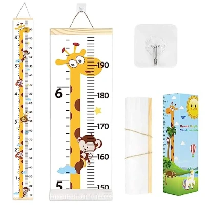Image of Height Chart for Kids,Baby Growth Chart,Wall Hanging Measuring Ruler Baby Girls Boys Toddler Bedroom (Yello Giraffe)