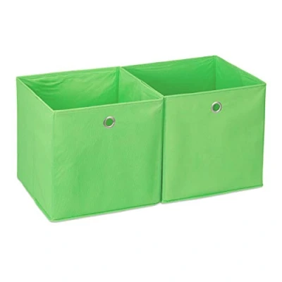 Image of Relaxdays Box Set of 2, Shelf Storage Basket, Square Bins 30x30x30 cm, Green, 30 x 10025655_53