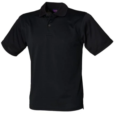 Image of Henbury Mens Coolplus® Pique Polo Shirt (L) (Black)