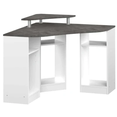 Image of Symbiosis Corner, Corner Desk White and Concrete Effect 94x94x83.4 cm