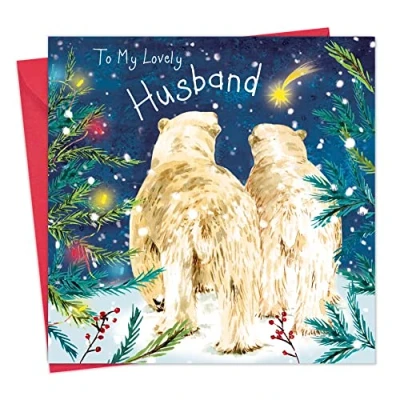 Image of Twizler Merry Christmas Card for Husband with Polar Bears Xmas Mens Him Male