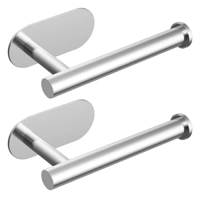 Image of Toilet Roll Holder Wall Mounted Self Adhesive,304 Stainless Steel Paper Holder,Waterproof &amp; Rust Resistant for Bathroom, Washroom, Toilet, Kitchen(Silver 2)