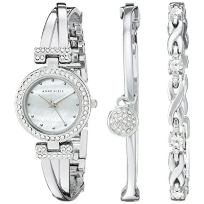Image of ANNE KLEIN Women&#039;s Premium Crystal Accented Bangle Watch and Bracelet Set