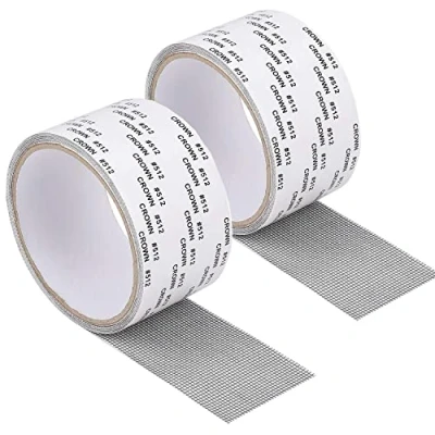 Image of ZEACCT 2 Pcs Window Screen Repair Tape Fly Tape,Fiberglass Tapes Anti Mosquito Strong Adhesive Insect Net in x 80 Black