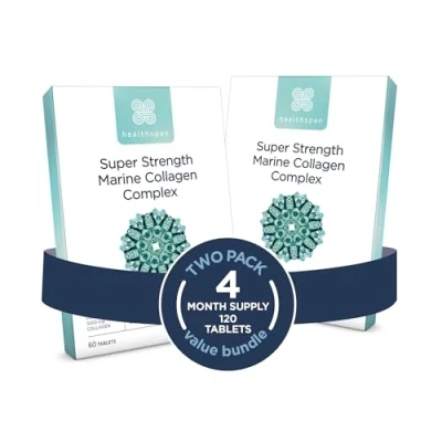 Image of Healthspan 1,000mg Marine Collagen Complex 800mg Type I + 200mg II Support Your Joints, Bones &amp; Connective Tissue Added Benefits for Skin Beauty (120 Tablets)