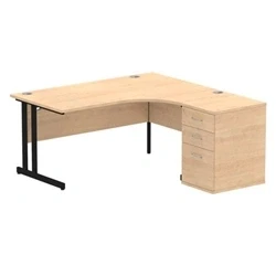 Image of Impulse 1600 RH Crescent Desk Maple Black Cantilever 600 High Ped