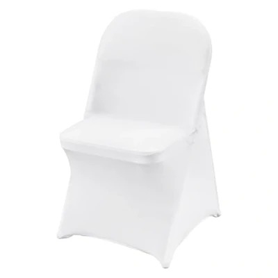 Image of VEVOR Stretch Spandex Folding Chair Covers, Universal Fitted Cover, Removable Washable Protective Slipcovers, for Wedding, Holiday, Banquet, Party, Celebration, Dining (100PCS White)