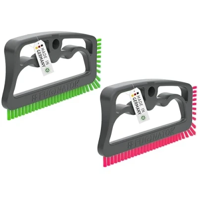Image of FUGINATOR® Grout Brush Bundle Grey/Green &amp; Grey/Pink Cleaning for Joint in Bathroom, Toilet, Kitchen etc. Wall and Floor Tiles Handy