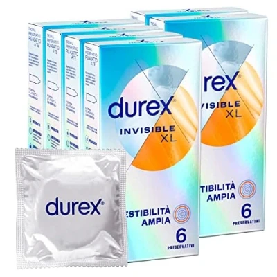 Image of Durex Invisible Ultra thin Condoms (0.05 mm) High Sensitivity XL, Extralarge, 36 Prophylactic