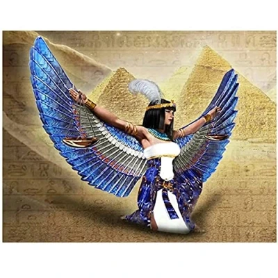 Image of DIY 5D Diamond Painting Kits for Adults/Kids by Numbers Egyptian Woman Angel Full Drill Crystal Rhinestone Embroidery Cross Stitch Canvas Art, Home Wall Decor Round drill,40x60cm