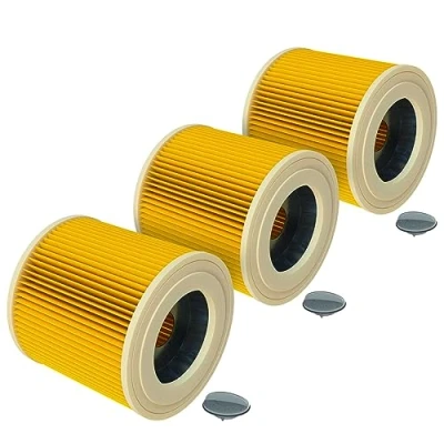 Image of vhbw Set 3x Replacement Filters compatible with Kärcher WD 2 Plus V 12/4/18/C Vacuum Cleaner Cartridge Filter
