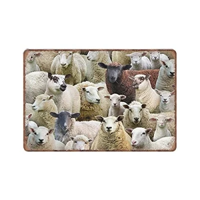 Image of DAIERCY Sheep Farm Animals Tin Signs Funny Vintage Metal Sign Plaqu Poster Wall Art Pub Bar Kitchen Garden Bathroom Home Decor, 20x30 cm