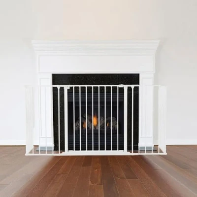 Image of Safetots Multi Panel Fire Surround, 77cm Deep x 138cm Wide, White, 70cm Tall, Child and Pet Safety, Baby Toddler Guard, Safety Barrier for Fireplaces, Easy Installation
