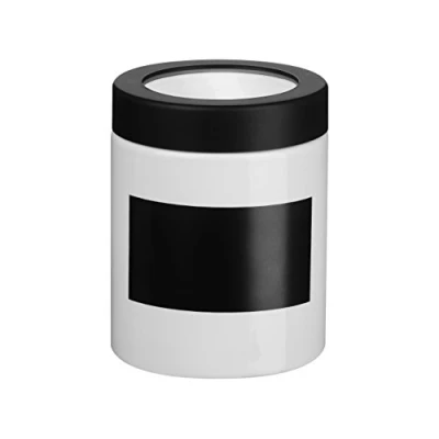 Image of Premier Housewares Board Canister with Chalk White 13 cm Ceramic Black Storage Jar Labels Chalkboard Glass 13x11x11