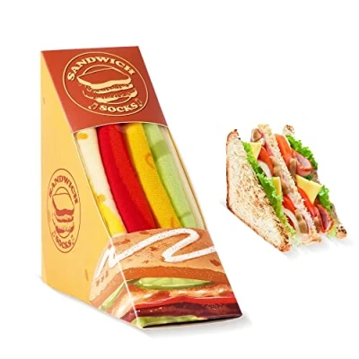 Image of Funny Sandwich Socks Box for Men Women Teenage Boys Gifts Fathers Day Novelty Dad Husband Brother Food Fun Funky Valentines Birthday Ideas Christmas Stocking Fillers