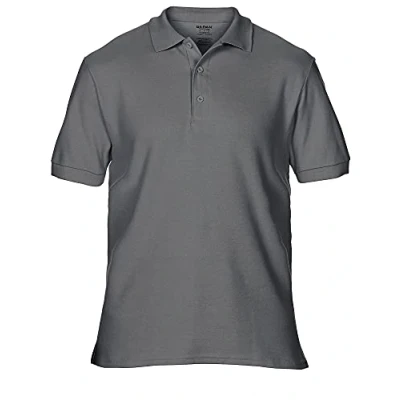 Image of Gildan 85800 Mens Short Sleeve Premium Cotton Sport Polo Shirt Charcoal Large