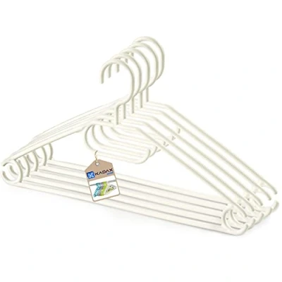 Image of KADAX Plastic Hangers, Space Saving Coat Hangers with Swivel Hook, Non Slip Clothes for Dresses, Ties, Shirts (Set of 5, Cream)