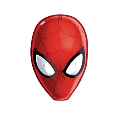 Image of Procos 85179 Ultimate Spider Man Card Mask (Pack of 6) Red, ca. 23 cm hoch