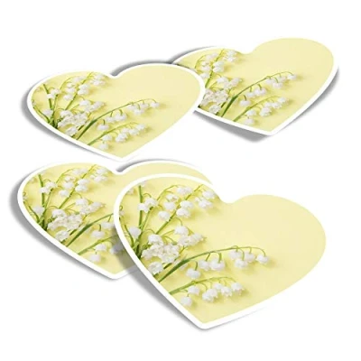 Image of Vinyl Heart Stickers (Set of 4) Lily The Valley Bell Flowers Garden Fun Decals for Laptops,Tablets,Luggage,Scrap Booking,Fridges #21790