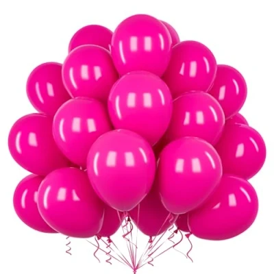 Image of Teselife Hot Pink Balloons, 50Pcs 12 Inch Matte Rose Red Latex Balloon Arch Garland Kit Women Girls Birthday Wedding Proposal Anniversary Graduation Engagement Bridal Baby Shower Valentine Party Deco