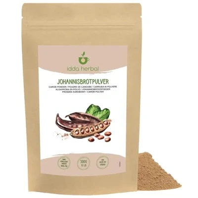 Image of Carob Powder 500g 1.1 lb, Dried and Ground Pods, Natural Sweetener for Pastries, Desserts Chocolate, Flour, Dark