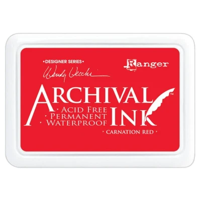 Image of Ranger Archival Ink Pad, Carnation Red, Size: 2 x 3 inches