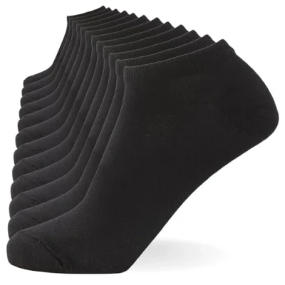 Image of FM London Unisex (12 pack) Trainer Socks, Black, 9 12 UK
