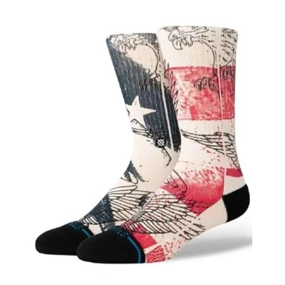 Image of Stance The United Crew Socks Red White Blue Patterned Eagle Calf Large