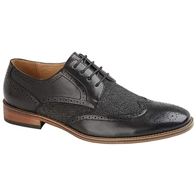 Image of Goor Mens 4 Eye Leather Lined Brogue Gibson Shoe (7 UK) (Black)