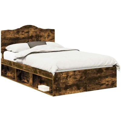 Image of vidaXL Bed Frame Smoked Oak 120 x 200 cm Solid Pine Wood